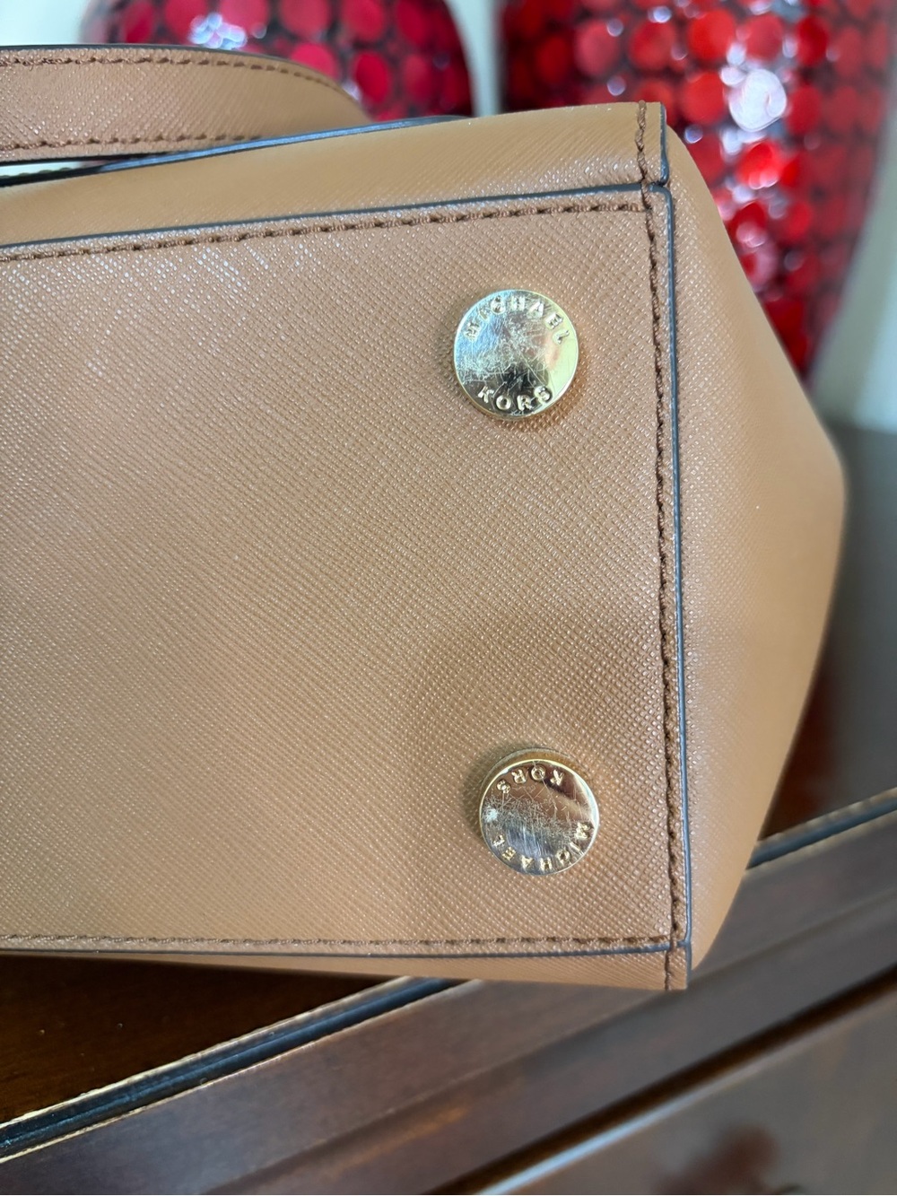 Michael Kors Light Brown Joey Saffiano Leather Medium Pocket Tote - Picture 14 of 17